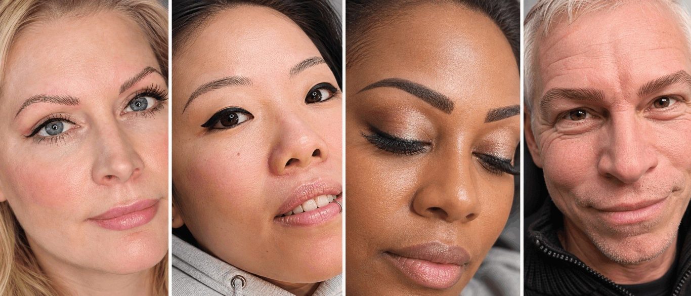 Vier klanten van glance-inside met realistische pmu hairstrokes wenkbrauwen