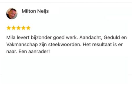 Review van Milton Neijs over goede service en resultaat. Aanrader!