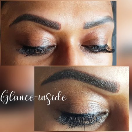 combinatie van powder brows en hairstroke PMU